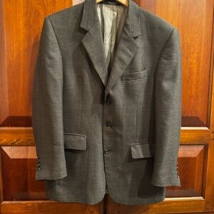 Gianfranco Ruffini Italy Men 100% Worsted Wool Brown Houndstooth Suit Jacket 40S